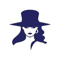 uma logotipo do menina ícone mulher vetor silhueta isolado Projeto bonita e luxo estilo de vida conceito azul ícone