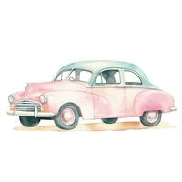 aguarela vintage retro carro isolado em branco fundo. pastel cores. vetor ilustração