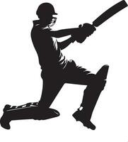jogador de críquete pose vetor silhueta