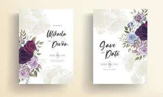 lindo design floral de cartão de convite de casamento