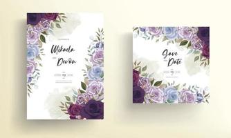 lindo design floral de cartão de convite de casamento