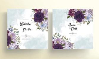 lindo design floral de cartão de convite de casamento vetor