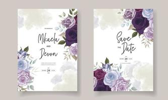 mão desenhada cartão de convite de casamento floral delicado vetor