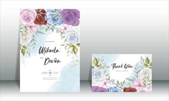 design de cartão de convite de casamento floral elegante vetor