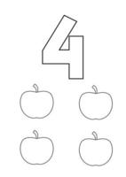números colorindo frutas educação pré-escolar vetor