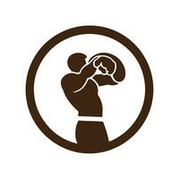 logotipo do homem ícone vetor silhueta isolado Projeto dentro círculo fisiculturista, Academia conceito Castanho logotipo