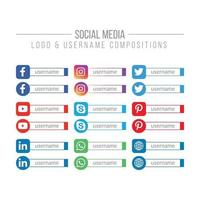 mídia social e logotipo de rede e modelos de nome de usuário vetor