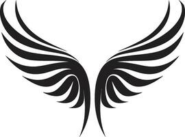 elegância dentro divino asas emblemático angélico símbolo nobre guardião do serenidade Preto vetor Projeto