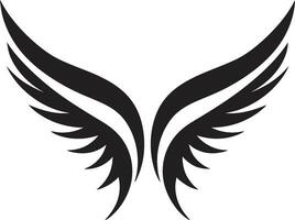 simplista beleza do penas anjo asas ícone emblemático serenata dentro Preto logotipo símbolo vetor