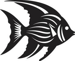 majestoso peixe anjo ícone dentro Preto arte lustroso e à moda peixe anjo Preto logotipo vetor