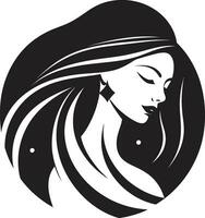 enigmático graça vetor ícone com fêmea face sublime feminilidade Preto face Projeto dentro logotipo