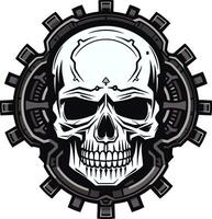 steampunk inspirado crânio símbolo uma Eterno fusão mecânico maravilha a robótico crânio logotipo vetor