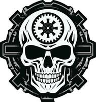 steampunk inspirado crânio símbolo uma Eterno fusão mecânico maravilha a robótico crânio logotipo vetor