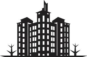 lustroso Preto apartamento construção logotipo ícone do elegância vetor arte apartamento construção emblema dentro Preto