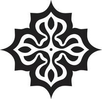 intrincado árabe arte revelado floral azulejos icônico meio Oriental elegância Preto floral emblema vetor