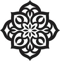 icônico meio Oriental simetria Preto floral logotipo floral fusão redefinido árabe azulejos ícone vetor