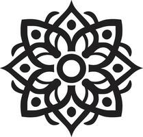 elegante simetria floral azulejos ícone dentro Preto intrincado floral Magia árabe emblema com florais vetor