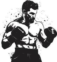 Preto e negrito boxe homem vetor ícone icônico força Preto logotipo com boxe homem