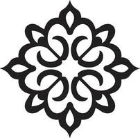 requintado emblema árabe floral padronizar logotipo arabesco arte dentro Preto floral azulejos ícone vetor