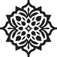 intrincado floral Magia árabe emblema com florais icônico meio Oriental beleza dentro Preto árabe azulejos vetor