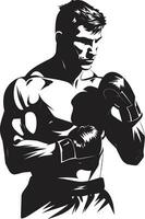 elegante lutador boxe homem Como uma logotipo Projeto icônico força desencadeado Preto emblema Projeto vetor