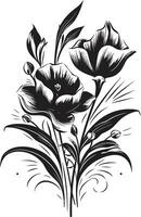 tropical elegância Preto logotipo Projeto com floral ícone Preto e negrito botânico floral vetor emblema