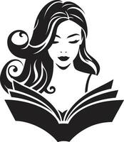 Aprendendo a visual caminho fêmea professor e livro ícone inspiração de a página fêmea mentor e vetor livro