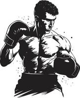 poderoso lutador Preto boxe homem logotipo vetor ícone pugilista destreza boxe homem Projeto emblema