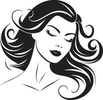 sutil charme Preto logotipo com uma fêmeas face esculpido beleza fêmea face dentro Preto logotipo vetor