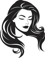 místico beleza logotipo com uma mulher face dentro Preto elegante linhas Preto fêmea face dentro logotipo vetor