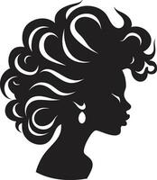 Eterno elegância Preto face emblema Projeto com mulher perfil dentro monocromático icônico simplicidade vetor ícone do Preto fêmea perfil dentro logotipo dentro monocromático
