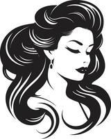 eterno serenidade logotipo Projeto com Preto fêmea face fortalecimento através elegância fêmea face emblema dentro Preto vetor