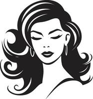 místico elegância vetor ícone apresentando uma mulher face eterno serenidade logotipo Projeto com Preto fêmea face