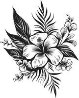 ilha fuga vetor ícone dentro Preto vetor arte revelado exótico floral logotipo