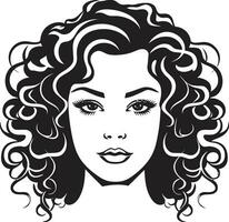 ondulação coroa a icônico símbolo do natural beleza encaracolado silhueta uma mulher vetor cabelo emblema