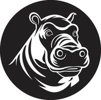 hipopótamo símbolo com uma torção lustroso Preto hipopótamo logotipo vetor