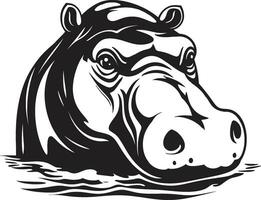 hipopótamo perfil dentro contemporâneo arte moderno Preto hipopótamo logotipo vetor