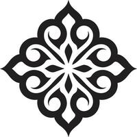 intrincado floral Magia árabe logotipo dentro Preto icônico meio Oriental beleza revelado Preto vetor ícone