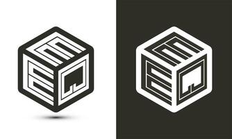 eeq carta logotipo Projeto com ilustrador cubo logotipo, vetor logotipo moderno alfabeto Fonte sobreposição estilo.