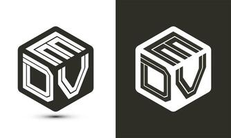 edv carta logotipo Projeto com ilustrador cubo logotipo, vetor logotipo moderno alfabeto Fonte sobreposição estilo.