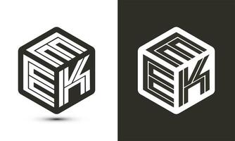 eek carta logotipo Projeto com ilustrador cubo logotipo, vetor logotipo moderno alfabeto Fonte sobreposição estilo.