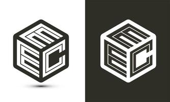 eec carta logotipo Projeto com ilustrador cubo logotipo, vetor logotipo moderno alfabeto Fonte sobreposição estilo.