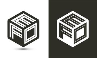 efo carta logotipo Projeto com ilustrador cubo logotipo, vetor logotipo moderno alfabeto Fonte sobreposição estilo.