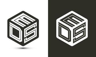 eds carta logotipo Projeto com ilustrador cubo logotipo, vetor logotipo moderno alfabeto Fonte sobreposição estilo.