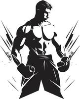 icônico força Preto logotipo com boxe homem poderoso lutador Preto boxe homem logotipo vetor ícone