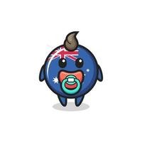 personagem de desenho animado do bebê bandeira da Austrália com chupeta vetor