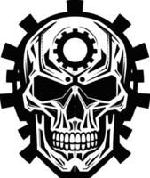 majestoso Preto crânio majestade Onde steampunk encontra tecnologia steampunk cyber emblema a relógio crânio logotipo vetor