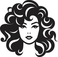 encaracolado silhueta uma mulher único símbolo tinta Preto cachos uma cabelo emblema do beleza vetor