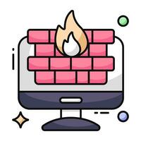 um ícone de design editável de firewall vetor