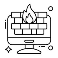um ícone de design editável de firewall vetor